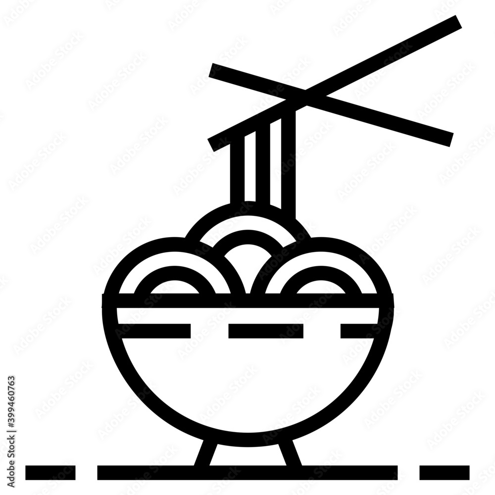 Poster Icon of noodles bowl line vector 