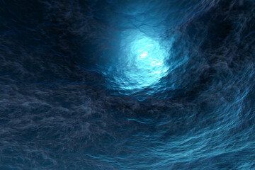 Dark blue background in the form of clouds, abstract surface ocean. 3D illustration.