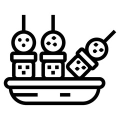 Barbecue food plate line icon 