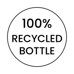 Emblem written 100 percent recycled bottle