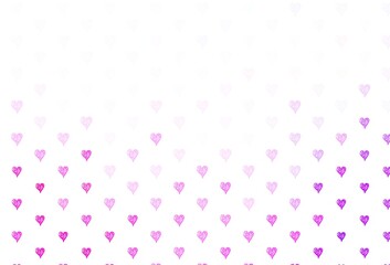 Light Purple, Pink vector backdrop with sweet hearts.