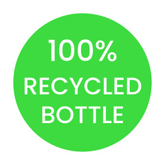 Emblem written 100 percent recycled bottle