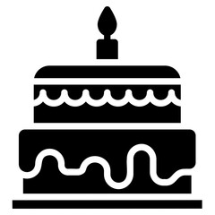 Birthday cake glyph icon vector 