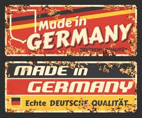Made in Germany rusty metal signs with German flag