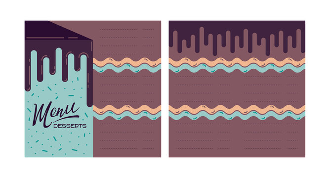 Dessert menu template. Menu design cake.