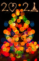 Abstract circular bokeh background of Christmaslight, new year 2021