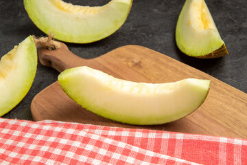 front view fresh melon slices delicious fruits on dark background sweet summer fruit