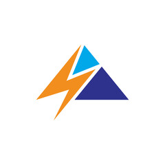 Mountain thunder simple flat logo concept template