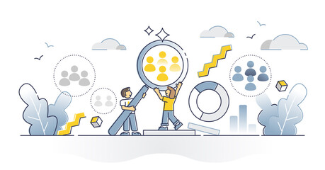 Target audience segmentation and group targeting strategy outline concept