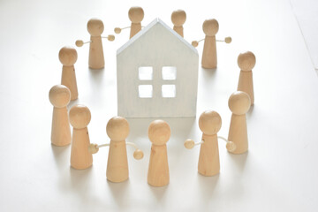 White house with figures