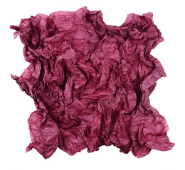 Crumpled red tissue paper isolated on white