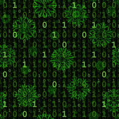 vector digital matrix. chlorine rifle green 0 1 numbers. dark repetitive background vector seamless pattern. programming computer binary code. technology concept. textile fabric swatch. wrapping paper