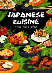 Japanese cuisine food, rice, fish, meat, vegetable
