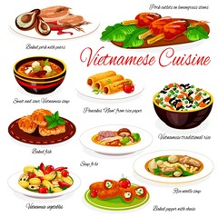 Vietnamese food, vegetable, meat dishes with rice