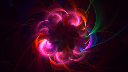 3D rendering abstract colorful fractal light background