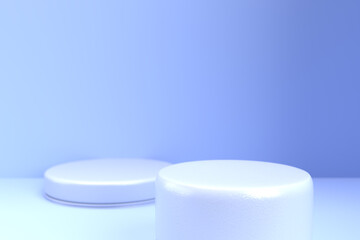 Round podium, pedestal or platform, background for cosmetic product presentation. 3d podium. Advertising place. Blank product stand background in pastel colours