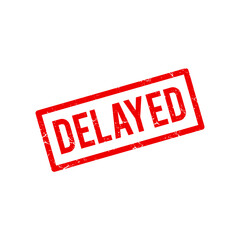 Red Delayed stamp on white background. Scratched texture stamp. delay square grunge sign. vector element icon in red color with rustic effect