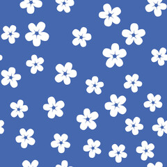 Seamless pattern with white flowers