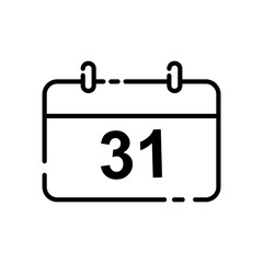 calendar line icon with text of the date 31. simple design editable. design vector illustration