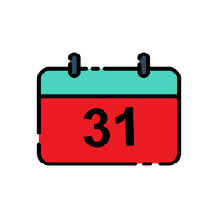 calendar lineal color icon with text of the date 31. simple design editable. design vector illustration