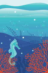 Fototapeta na wymiar Underwater scene with seahorse