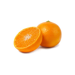 Ripe tangerines and slices isolated on white background