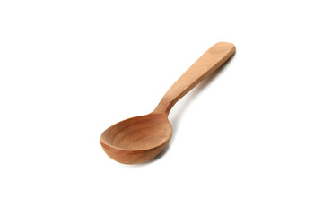 Empty wooden spoon isolated on white background