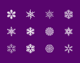 Vector image set of snowflake line and flat icons.