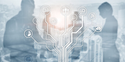 Financial business technology using internet freedom life concept. Applications icons on blurred...