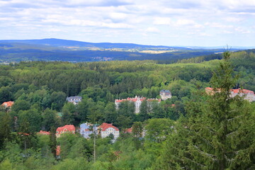 Aerial view to Marianske Lazne famous spa town in Czech Republic, Central Europe