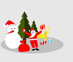 Christmas and New Year background. Xmas tree. Gifts box. Bright Winter holiday composition.