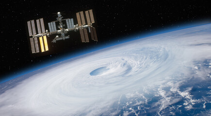 Giant hurricane seen from the space" Elements of this image furnished by NASA"