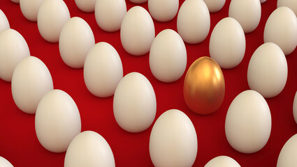 un œuf d'or au milieu d'œufs normaux