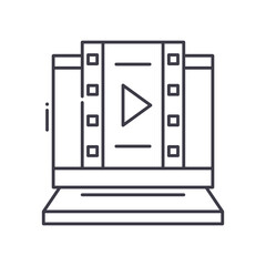 Interactive multimedia image icon, linear isolated illustration, thin line vector, web design sign, outline concept symbol with editable stroke on white background.