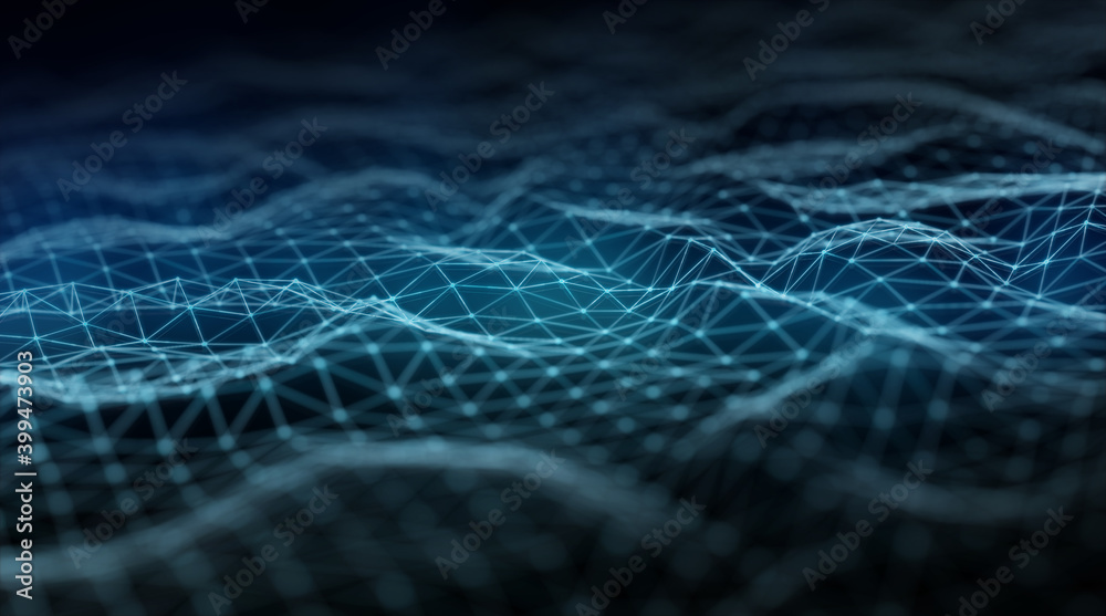 Poster abstract digital network connection on dark background 3d rendering