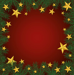 Obraz premium happy merry christmas frame with golden stars