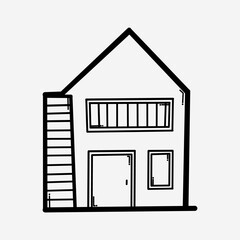 House building doodle vector icon. Drawing sketch illustration hand drawn line eps10