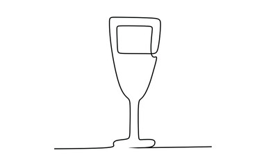 Pinot glass. Continuous one line drawing