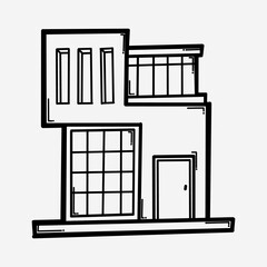 House building doodle vector icon. Drawing sketch illustration hand drawn line eps10
