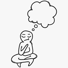 Thinking. Doodle vector icon. Drawing sketch illustration hand drawn cartoon line eps10
