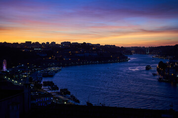 Evening atmosphere in and over Porto