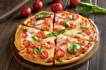 Sliced pizza Margherita