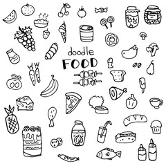 Vector hand drawn doodle food icons set
