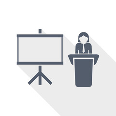 Education and conference concept flat design vector icon