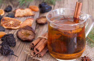 Traditional compote of dried fruits and spices for Christmas