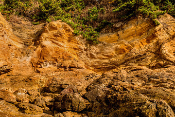 Closeup of stratified sandstone