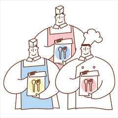 Clerks handing over takeaway products