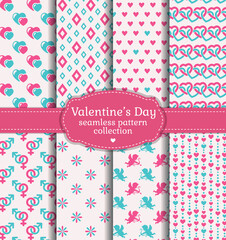 Happy Valentine's Day! Set of love and romantic seamless patterns.