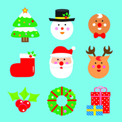  Flat Set Christmas Icon Design Element