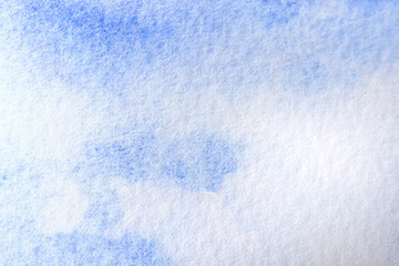 Light blue watercolor background. Aquarelle hand painted texture paper. Drawing concept
